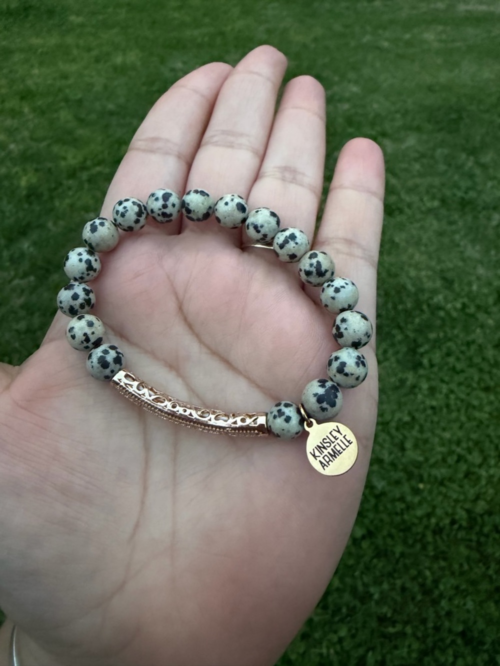 Kinsley Armelle Dalmatian Jasper Beaded Bracelet
